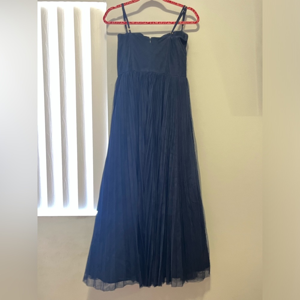 Hutch Amara Bustier Pleated Tulle Fit & Flare Midi Dress: color navy - Picture 2 of 13